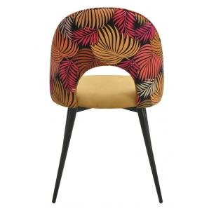 2 Sillas orquidea, metal, tapizado velvet amarillo con respaldo floral a juego - 2 unidades