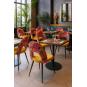 2 Sillas orquidea, metal, tapizado velvet amarillo con respaldo floral a juego - 2 unidades