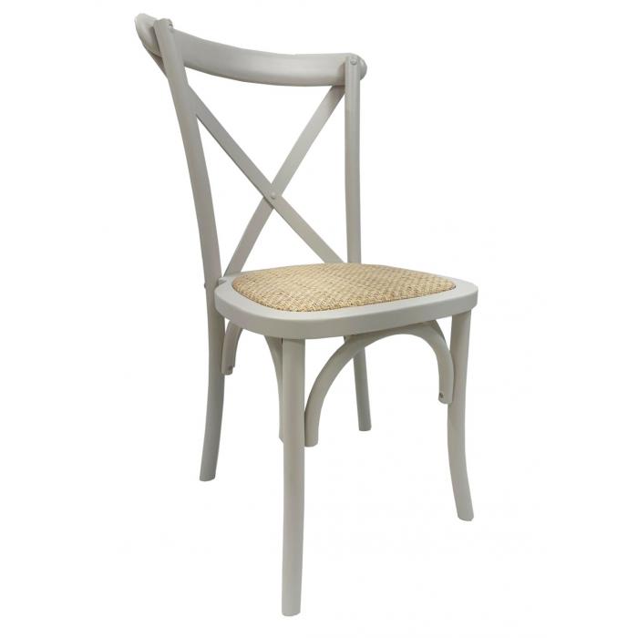 2 Sillas cross sx, madera de haya, blanca, asiento de ratán - 2 unidades