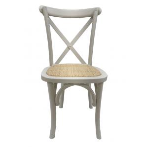 2 Sillas cross sx, madera de haya, blanca, asiento de ratán - 2 unidades