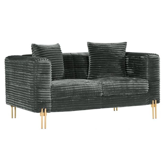 Sofá larios, 2 plazas, tejido corduroy gris