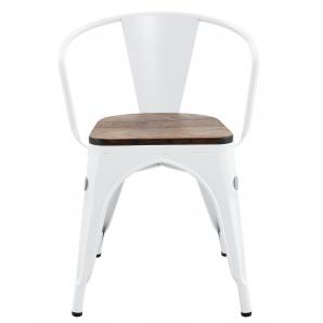 5 Sillones tol ek wood, acero, blanco, asiento madera - 5 unidades