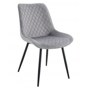 4 Sillas felicia, metal, tapizado velvet gris claro - 4 unidades