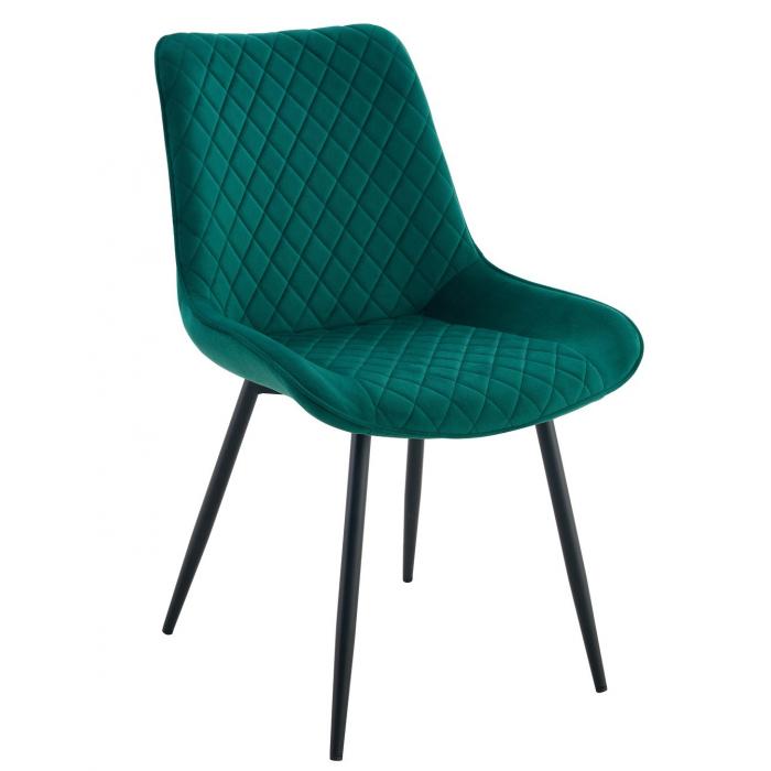 4 Sillas felicia, metal, tapizado velvet verde oscuro - 4 unidades