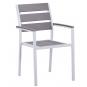 4 Sillones garibaldi, apilable, metal blanco, polywood gris - 4 unidades