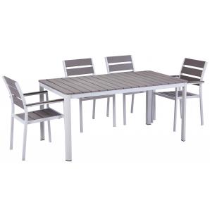 4 Sillones garibaldi, apilable, metal blanco, polywood gris - 4 unidades