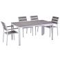 4 Sillones garibaldi, apilable, metal blanco, polywood gris - 4 unidades
