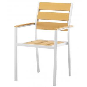 4 Sillones garibaldi, apilable, metal blanco, polywood amarillo - 4 unidades