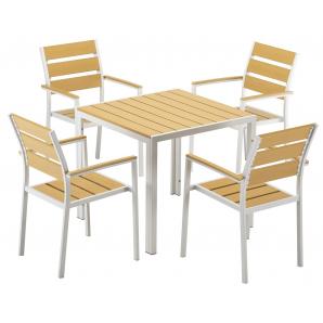 4 Sillones garibaldi, apilable, metal blanco, polywood amarillo - 4 unidades
