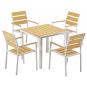 4 Sillones garibaldi, apilable, metal blanco, polywood amarillo - 4 unidades