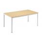 Mesa garibaldi, metal blanco, tablero polywood amarillo, 160 x 90 cms.