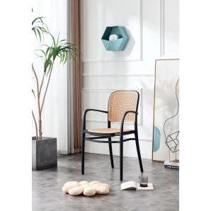 4 Sillones funchal 97, apilable, polipropileno negro y beige - 4 unidades