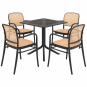 4 Sillones funchal 97, apilable, polipropileno negro y beige - 4 unidades