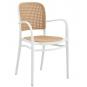 4 Sillones funchal 97, apilable, polipropileno blanco y beige - 4 unidades
