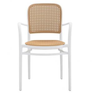 4 Sillones funchal 97, apilable, polipropileno blanco y beige - 4 unidades