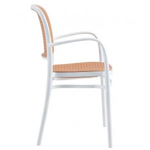 4 Sillones funchal 97, apilable, polipropileno blanco y beige - 4 unidades