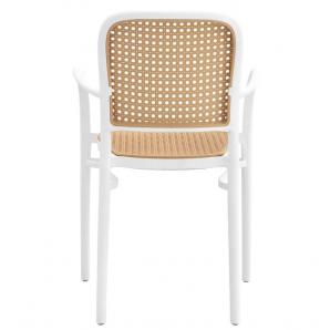 4 Sillones funchal 97, apilable, polipropileno blanco y beige - 4 unidades