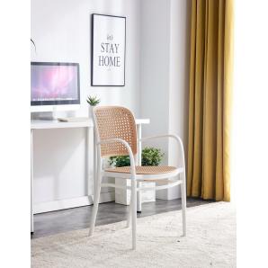 4 Sillones funchal 97, apilable, polipropileno blanco y beige - 4 unidades