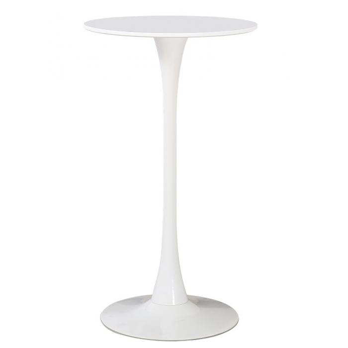 Mesa alta tul ( su ), metal, blanca, tapa blanca de 60 cms de diámetro