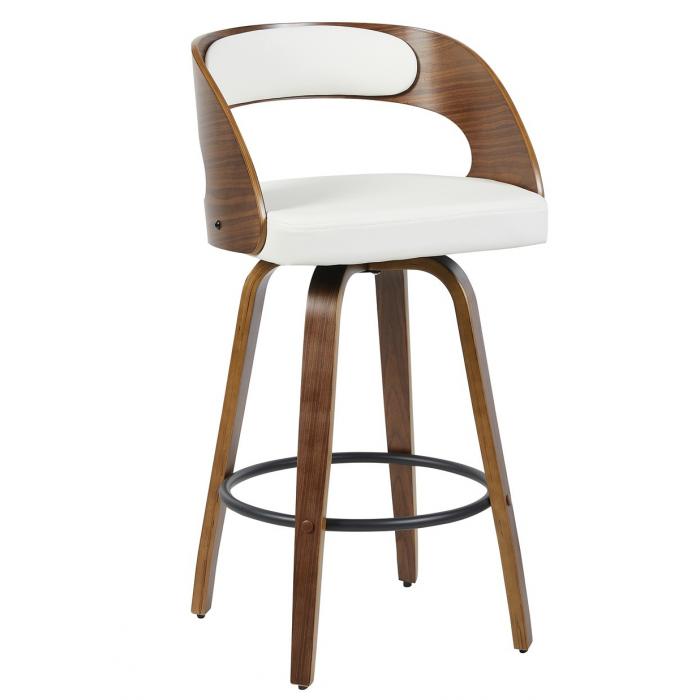 2 Taburetes loarre, madera, similpiel blanca - 2 unidades