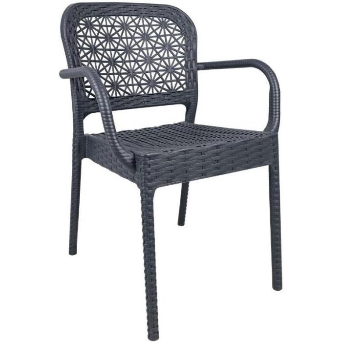 4 Sillones latoja, apilable, polipropileno antracita - 4 unidades