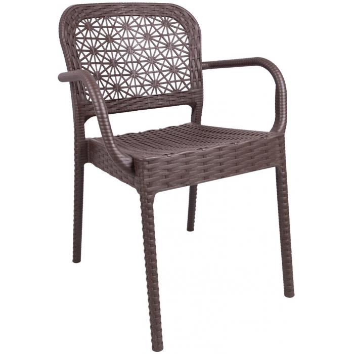 4 Sillones latoja, apilable, polipropileno marrón chocolate - 4 unidades