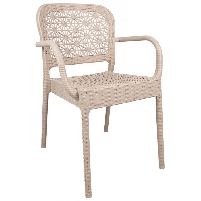 4 Sillones latoja, apilable, polipropileno beige - 4 unidades