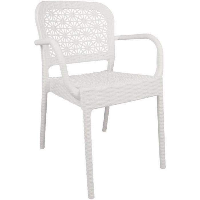 4 Sillones latoja, apilable, polipropileno blanco - 4 unidades