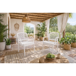 4 Sillones latoja, apilable, polipropileno blanco - 4 unidades