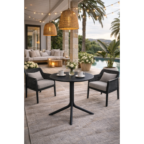 Mesa jávea 97, polipropileno negro, 80 cms de diámetro