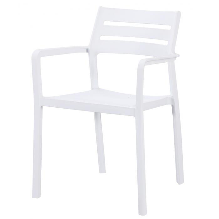 4 Sillones madeira, apilable, polipropileno blanco - 4 unidades