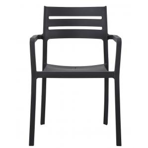 4 Sillones madeira, apilable, polipropileno negro - 4 unidades