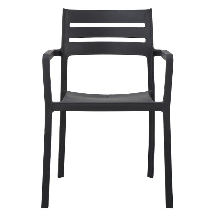 4 Sillones madeira, apilable, polipropileno negro - 4 unidades