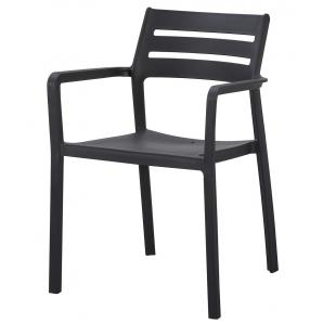 4 Sillones madeira, apilable, polipropileno negro - 4 unidades