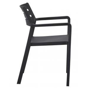 4 Sillones madeira, apilable, polipropileno negro - 4 unidades