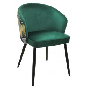 2 Sillas lydia, metal, tapizado velvet verde con respaldo floral a juego - 2 unidades