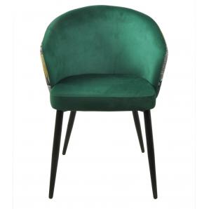 2 Sillas lydia, metal, tapizado velvet verde con respaldo floral a juego - 2 unidades
