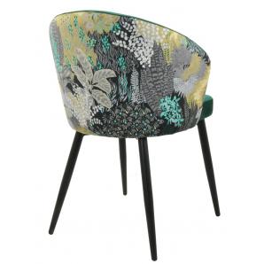 2 Sillas lydia, metal, tapizado velvet verde con respaldo floral a juego - 2 unidades