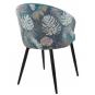 2 Sillas lydia, metal, tapizado velvet azul con respaldo floral a juego - 2 unidades