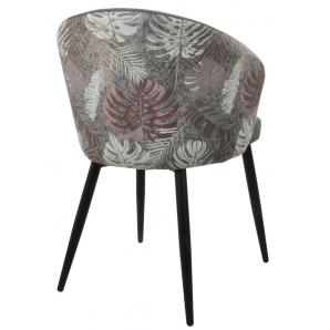 2 Sillas lydia, metal, tapizado velvet gris con respaldo floral a juego - 2 unidades
