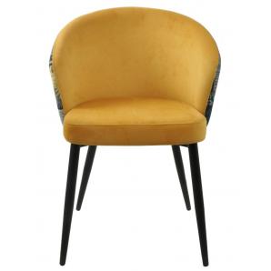 2 Sillas lydia, metal, tapizado velvet amarillo con respaldo floral a juego - 2 unidades