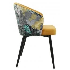 2 Sillas lydia, metal, tapizado velvet amarillo con respaldo floral a juego - 2 unidades