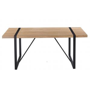 Mesa jena, metal negro, tapa dm bilaminado roble claro, 180 x 90 cms