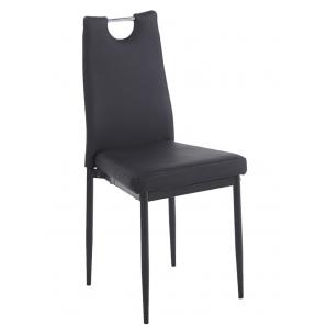 4 Sillas arosa, apilable, metal, similpiel negra - 4 unidades