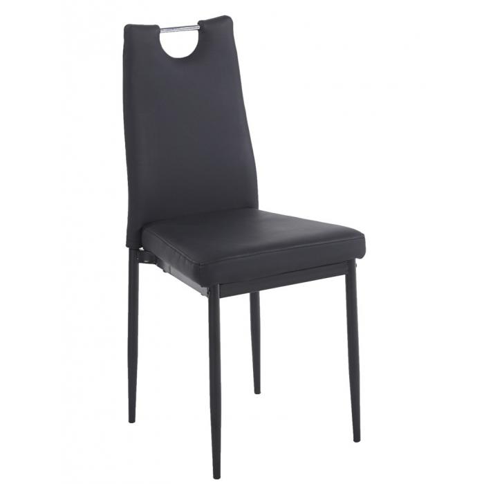 4 Sillas arosa, apilable, metal, similpiel negra - 4 unidades