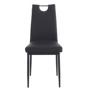 4 Sillas arosa, apilable, metal, similpiel negra - 4 unidades