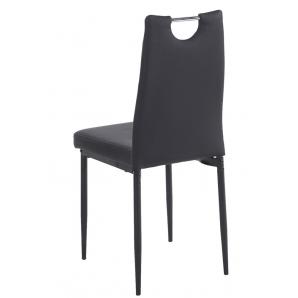 4 Sillas arosa, apilable, metal, similpiel negra - 4 unidades