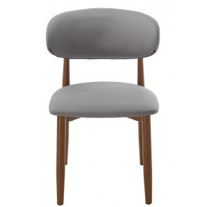 4 Sillas dachau, metal acabado de color madera, similpiel gris - 4 unidades