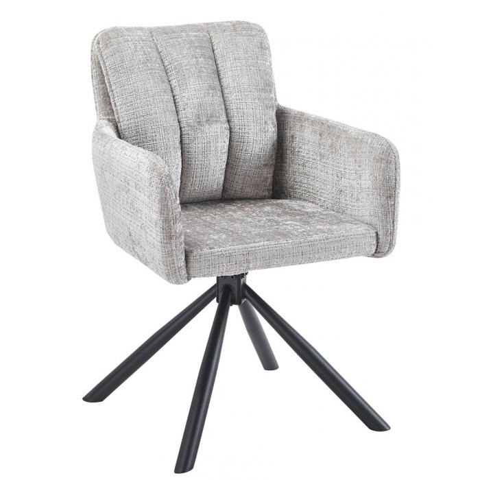 2 Sillones vaduz, metal, giratorio, tapizado tejido cremona gris - 2 unidades