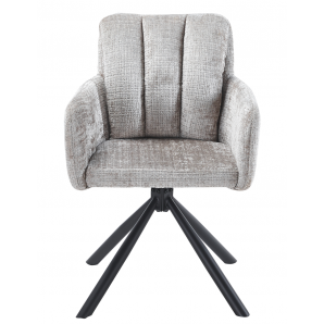 2 Sillones vaduz, metal, giratorio, tapizado tejido cremona gris - 2 unidades